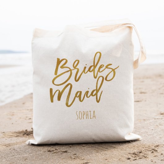 Bruidsmeisje namaak goud folie gepersonaliseerd tote bag