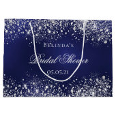 Bruidsmeisje navy blauw zilveren naam bruiloft groot cadeauzakje (Achterkant)