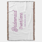 bruidsmeisje paars roze naam datum bruidskamerheer deken (Voorkant Verticaal)