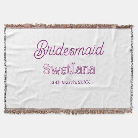 bruidsmeisje paars roze naam datum bruidskamerheer deken (Voorkant)
