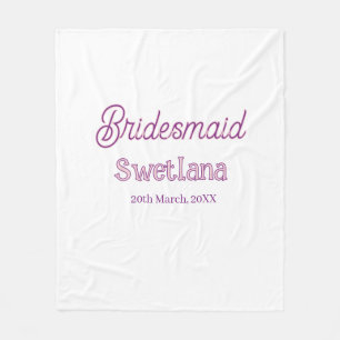bruidsmeisje paars roze naam datum bruidskamerheer fleece deken