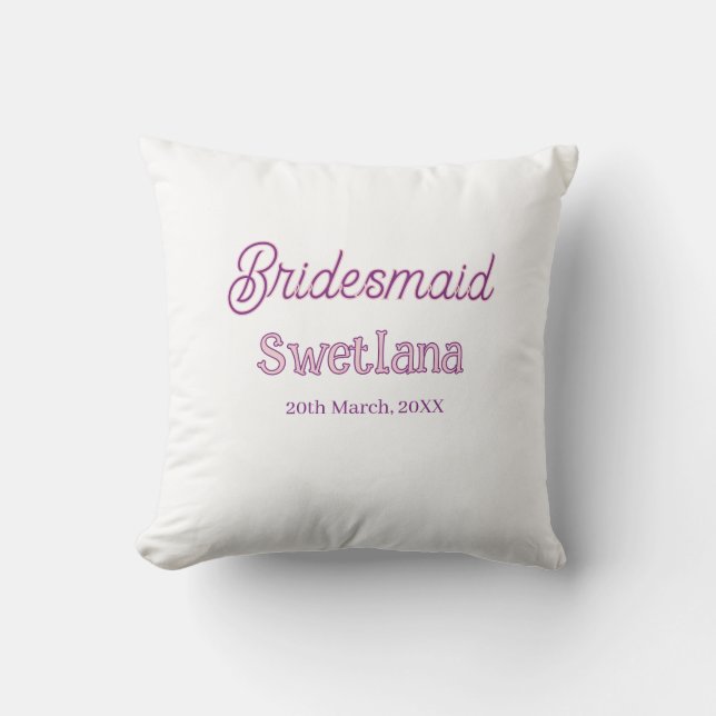 bruidsmeisje paars roze naam datum bruidskamerheer kussen (Voorkant)