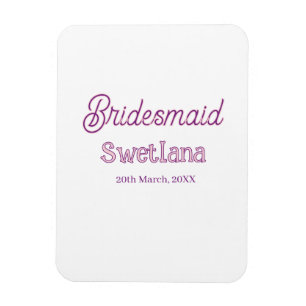 bruidsmeisje paars roze naam datum bruidskamerheer magneet