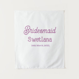 bruidsmeisje paars roze naam datum bruidskamerheer wandkleed