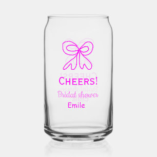 Bruidsmeisje paarse roze strik bruiloft naam toevo blikvorm glas
