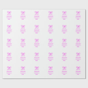 Bruidsmeisje paarse roze strik bruiloft naam toevo cadeaupapier