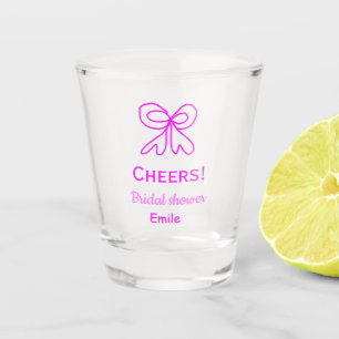 Bruidsmeisje paarse roze strik bruiloft naam toevo shot glas