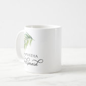Bruidsmeisje Palm Leaf Bridal Party gepersonalisee Koffiemok (Voorkant links)