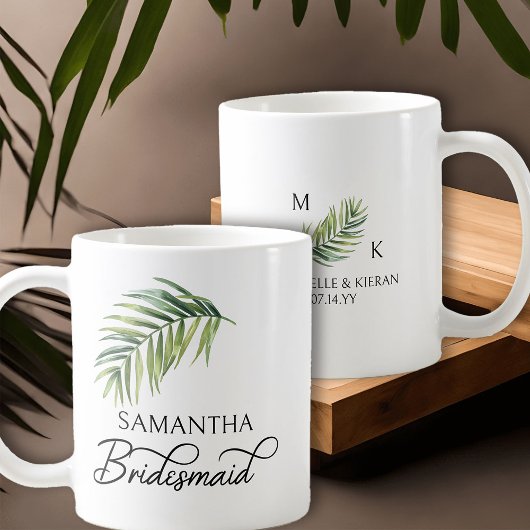Bruidsmeisje Palm Leaf Bridal Party gepersonalisee Koffiemok