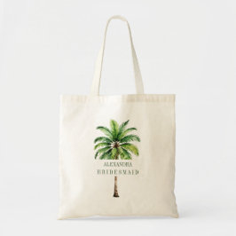 Bruidsmeisje Palm Tree Waterverf Elegant Modern Tote Bag