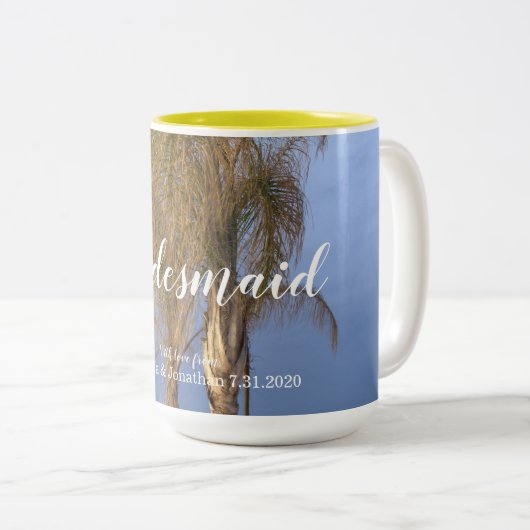 Bruidsmeisje Palm Trees gepersonaliseerde mokken (Voorkant rechts)