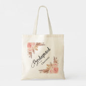 Bruidsmeisje Pampas gras roze goud bloemige bruilo Tote Bag (Achterkant)