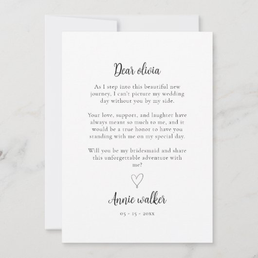 Bruidsmeisje Photo Strip 3 Afbeeldingen voorstel K Kaart (Achterkant)