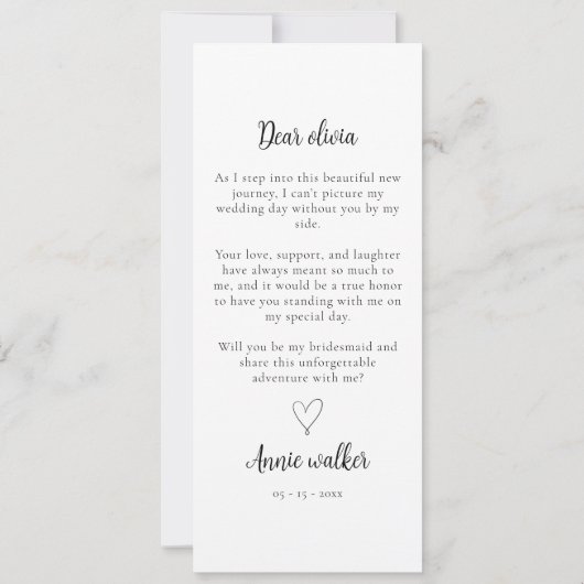 Bruidsmeisje Photo Strip 3 Afbeeldingen voorstel K Save The Date (Achterkant)