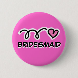 Bruidsmeisje pinback knopen ronde button 5,7 cm