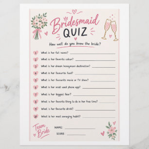 Bruidsmeisje quiz flyer