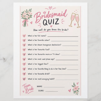 Bruidsmeisje quiz flyer