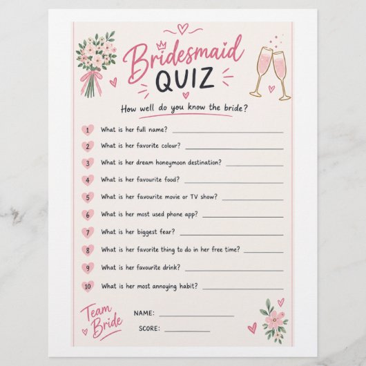 Bruidsmeisje quiz flyer (Voorkant)
