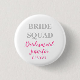 Bruidsmeisje Roze Aangepaste Naam Trouw Bacheloret Ronde Button 3,2 Cm