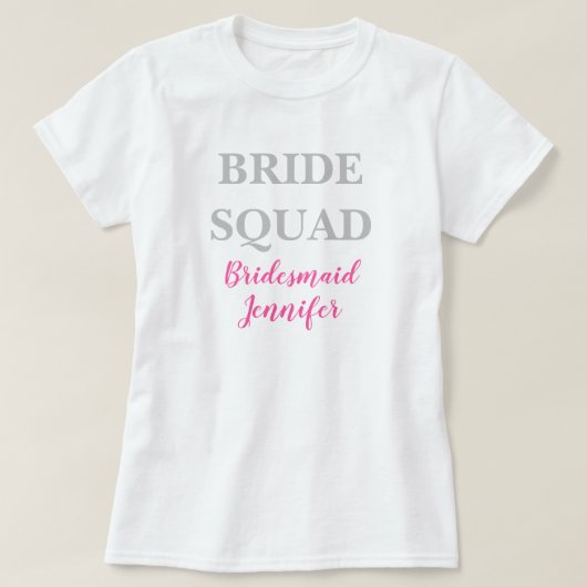 Bruidsmeisje Roze Aangepaste Naam Trouw Bruidsfees T-shirt (Design voorkant)