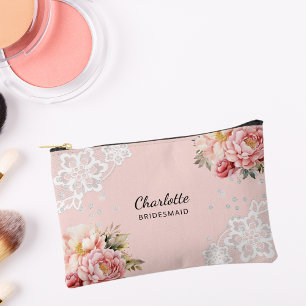 Bruidsmeisje roze bloemen kant etui