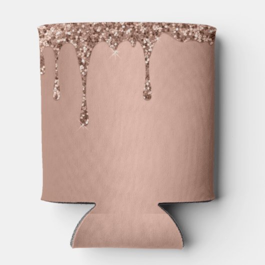 Bruidsmeisje Roze Drip Glitter Elegante Bruiloften Blikjeskoeler (Achterkant)