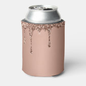 Bruidsmeisje Roze Drip Glitter Elegante Bruiloften Blikjeskoeler (Blikje Achterkant)