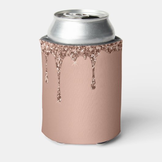 Bruidsmeisje Roze Drip Glitter Elegante Bruiloften Blikjeskoeler (Blikje Achterkant)