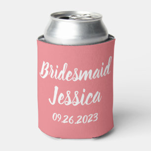 Bruidsmeisje Roze Elegant Script Cadeaus Bruilofte Blikjeskoeler