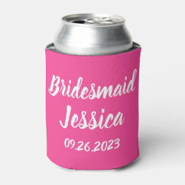 Bruidsmeisje Roze Elegant Script Cadeaus Bruilofte Blikjeskoeler