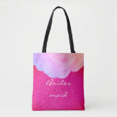 Bruidsmeisje Roze Glitterij Roos Gouden Bloemen Br Tote Bag (Voorkant)