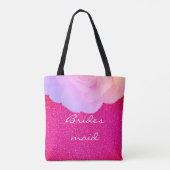 Bruidsmeisje Roze Glitterij Roos Gouden Bloemen Br Tote Bag (Achterkant)