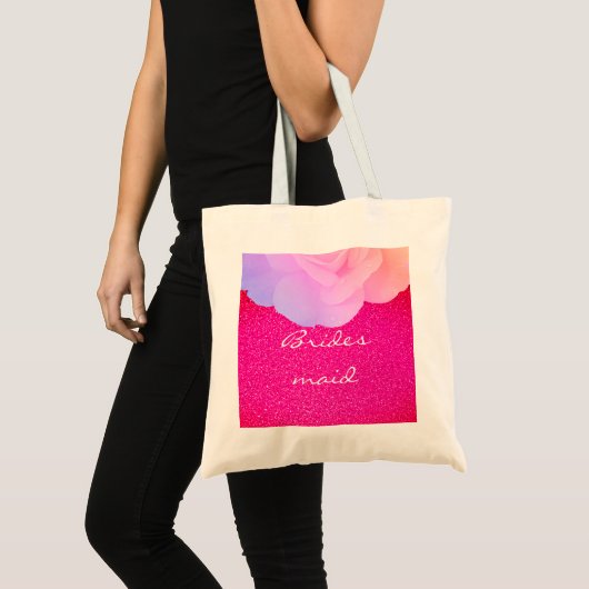 Bruidsmeisje Roze Glitterij Roos Gouden Bruiloft B Tote Bag (Voorkant (product))