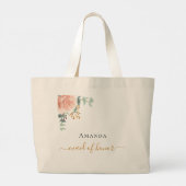 Bruidsmeisje roze goud bloemig eucalyptus groen grote tote bag (Achterkant)