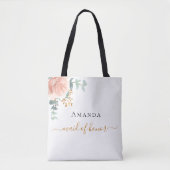 Bruidsmeisje roze goud bloemige eucalyptus groen tote bag (Voorkant)