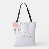 Bruidsmeisje roze goud bloemige eucalyptus groen tote bag (Achterkant)
