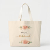 Bruidsmeisje roze goud blozend bloemige eucalyptus grote tote bag (Voorkant)
