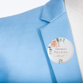 Bruidsmeisje roze gouden bloemige eucalyptus elega ronde button 3,2 cm