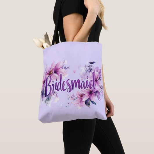 Bruidsmeisje Roze Lavendel Bloemen Tote Bag (Dichtbij)