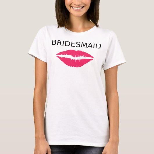 Bruidsmeisje roze lippen t-shirt (Voorkant)