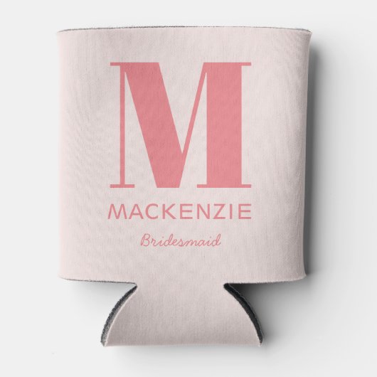 Bruidsmeisje roze Monogram Naam Blikjeskoeler (Voorkant)