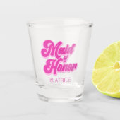 Bruidsmeisje Roze Retro Aangepaste Naam Shot Glas (Voorkant)