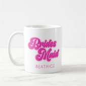 Bruidsmeisje Roze Retro Bubbelgom Naam op maat Koffiemok (Links)