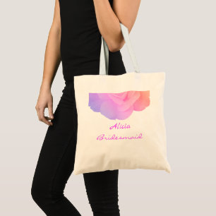 Bruidsmeisje Roze Rose Aangepaste Naam Bloemen Bru Tote Bag