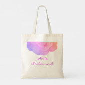 Bruidsmeisje Roze Rose Aangepaste Naam Bloemen Bru Tote Bag (Achterkant)