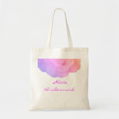Bruidsmeisje Roze Rose Aangepaste Naam Bloemen Bru Tote Bag (Voorkant)