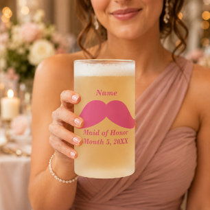 Bruidsmeisje Roze Snor Bevroren Glazen Mok