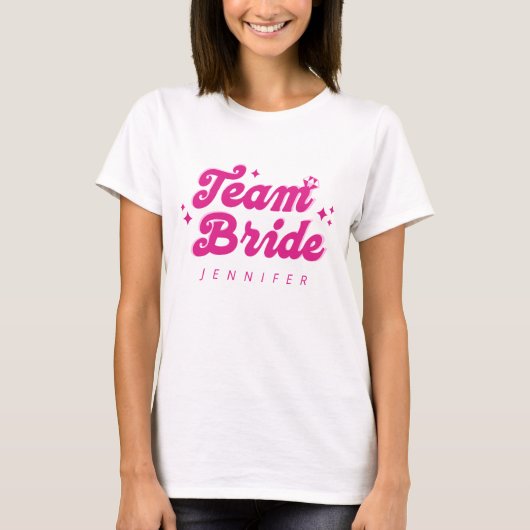 Bruidsmeisje Roze Team Bruid Afscheid Van Meisjes T-shirt (Voorkant)