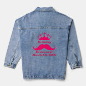 bruidsmeisje roze tiara naam snor datum bruiloft denim jacket (Achterkant)