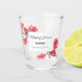Bruidsmeisje Roze Witte Bruiloft Shot Glas (Voorkant)